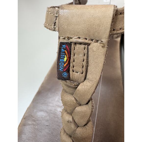 Rainbow Womens T-Street Braided Leather Sandals L 7.5 - 8.5 Brown Beachy Boho - Picture 4 of 12